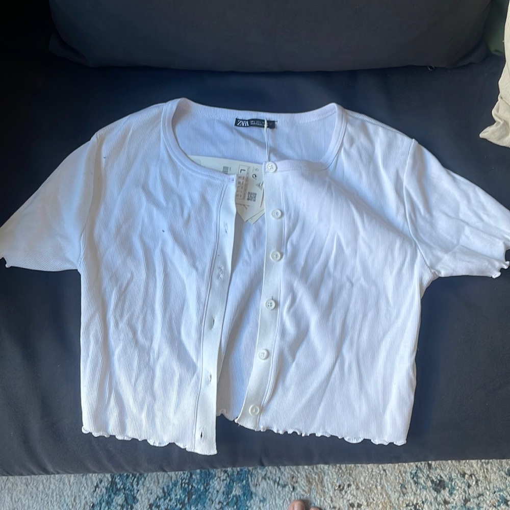 Zara white crop top